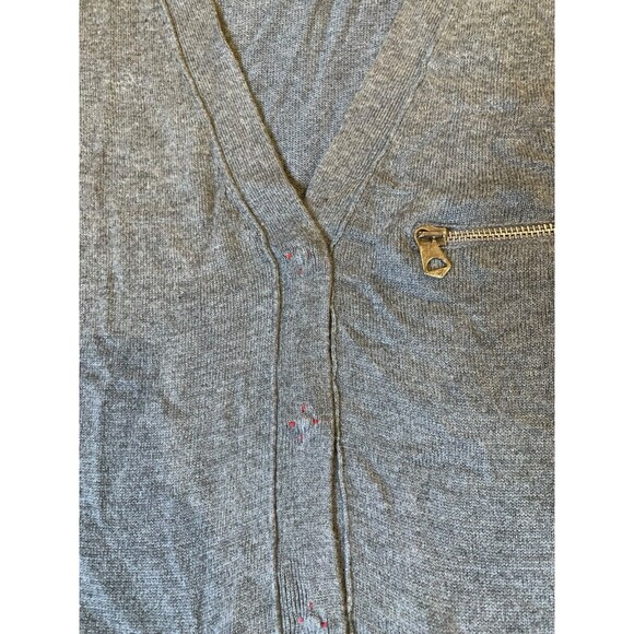 Cop Copine Women's Gray V-Neck Knit Cardigan Sweater Zip Pockets Rayon+Cashmere - Picture 5 of 10